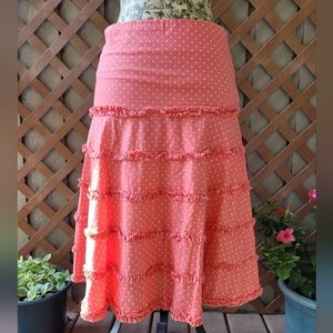 Boden peach polka dot cotton skirt sz8*